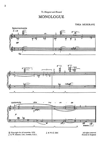 Thea Musgrave: Monologue for Piano