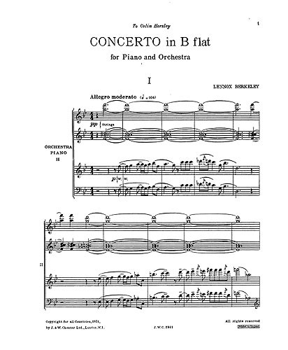 Lennox Berkeley: Piano Concerto In B Flat Op.29 (2 Piano Reduction)