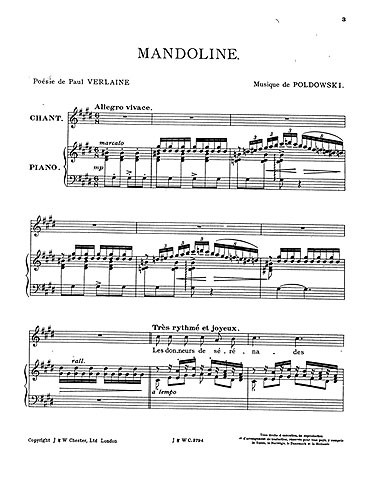 Poldowski: Mandoline for Voice with Piano acc.