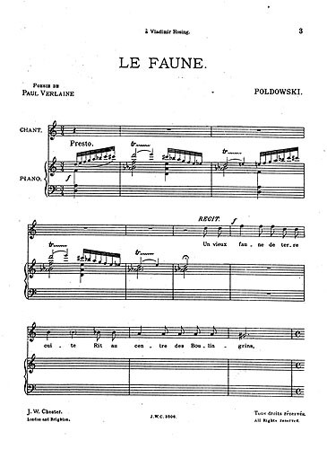 Poldowski: Le Faune for Voice with Piano acc.