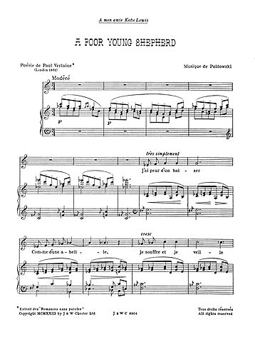 Poldowski: A Poor Young Shepherd for Voice with Piano acc.