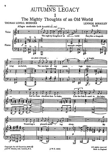 Lennox Berkeley: Autumn's Legacy Op.58