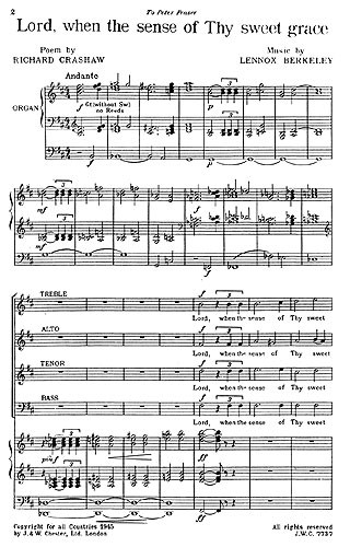 Lennox Berkeley: Lord, When The Sense Of Thy Sweet Grace Op.21 No.1