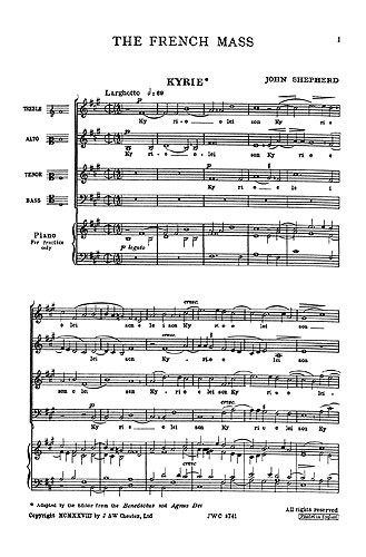 John Shepherd: The French Mass for SATB Chorus