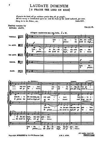 Tallis: Laudate Dominum for SAATB