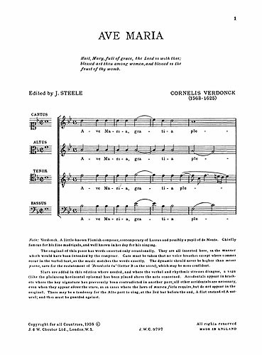 Cornelis Verdonck: Ave Maria (SATB)