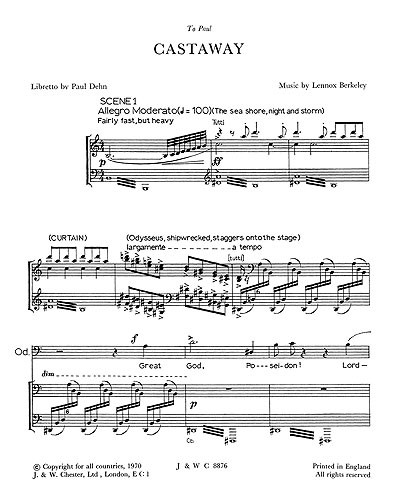 Lennox Berkeley: Castaway (Vocal Score)