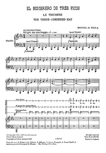 Manuel De Falla: The Three-Cornered Hat (Vocal Score)