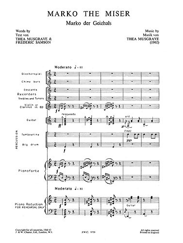 Thea Musgrave: Marko The Miser - A Play For Children (Vocal Score)