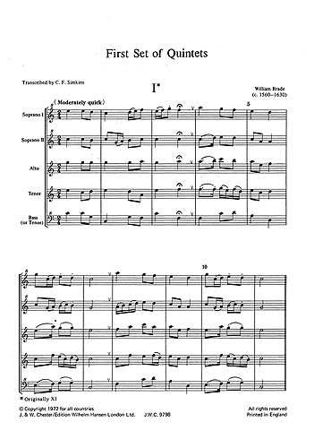 Brade: First Set Of Quintets (Score and Parts)