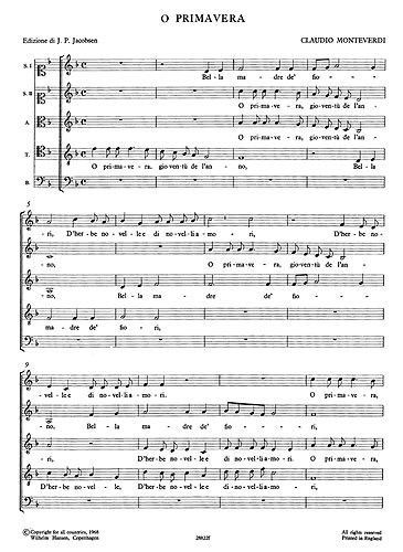 Monteverdi, C O Primavera Ssatb
