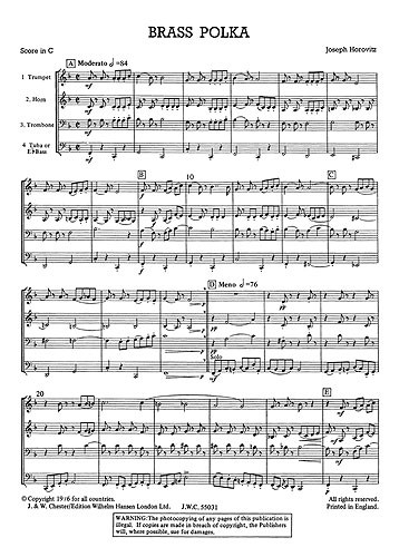 Joseph Horovitz: Brass Polka - Brass Quartet (Just Brass No.17)