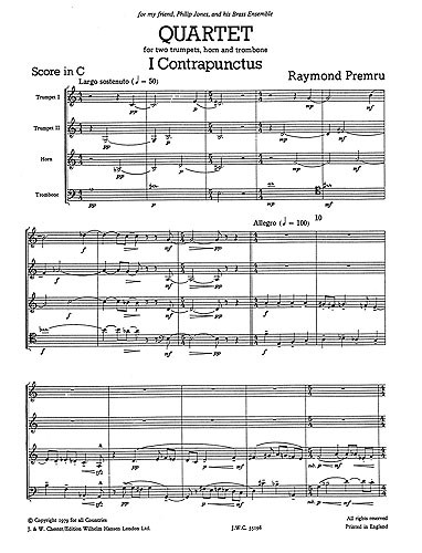 Raymond Premru: Quartet for Brass (Just Brass No.35)