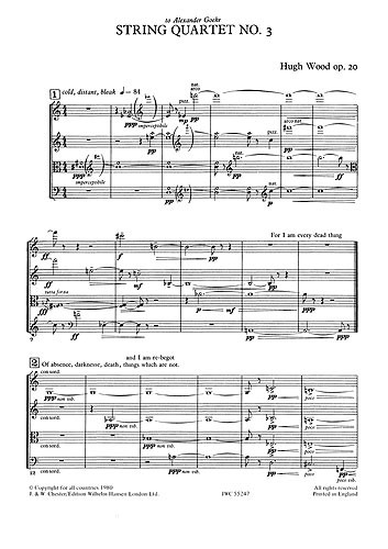 Hugh Wood: String Quartet No.3 Op.20 (Score)