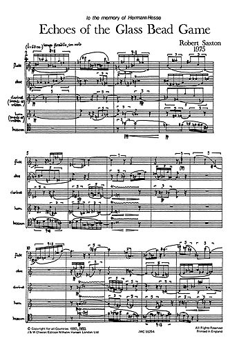 Robert Saxton: Echoes Of The Glass Bead Game (Study Score)