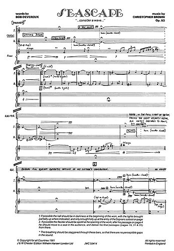 Christopher Brown: Seascape (Vocal Score)