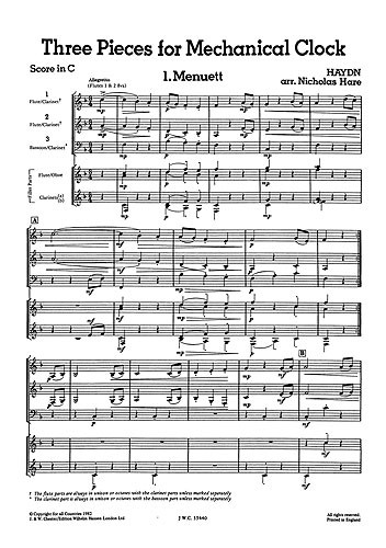 Mixed Bag No.14: Joseph Haydn - Three Pieces For Mechanical Clock (Score/Parts)