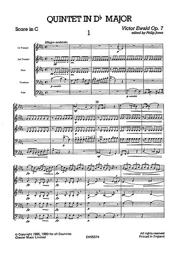 Ewald Quintet In Db Major (Score And Parts)