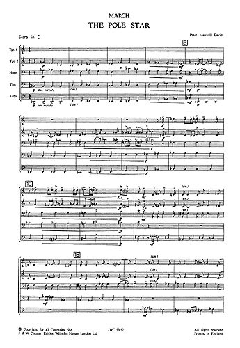 Peter Maxwell Davies: March On The Pole Star (Score)