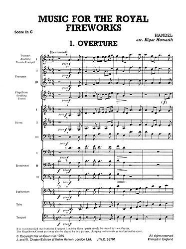 G.F. Handel: Music For The Royal Fireworks (Brass Ensemble Score)