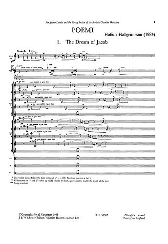 Hallgrimsson: Poemi For Violin And String Orchestra (Full Score)