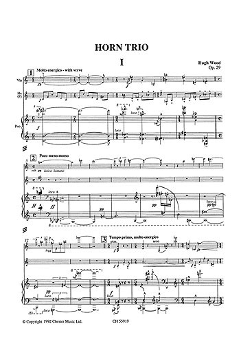 Hugh Wood: Horn Trio Op.29 (Score/Parts)
