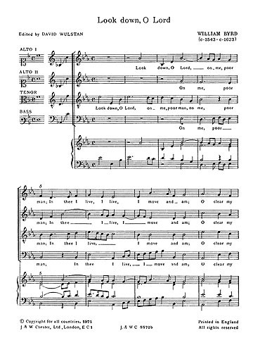 Byrd: Look Down O Lord for SATB Chorus