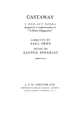 Lennox Berkeley: Castaway Op.68 (Libretto)