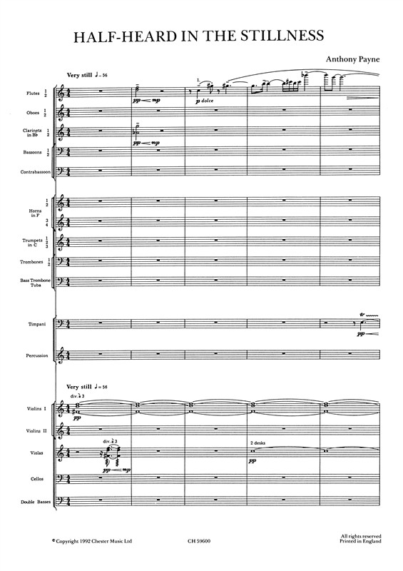 Anthony Payne: Half Heard In The Stillness for Orchestra (Study Score)