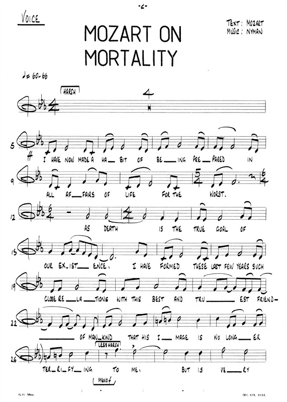 Michael Nyman: Mozart On Mortality (Score)