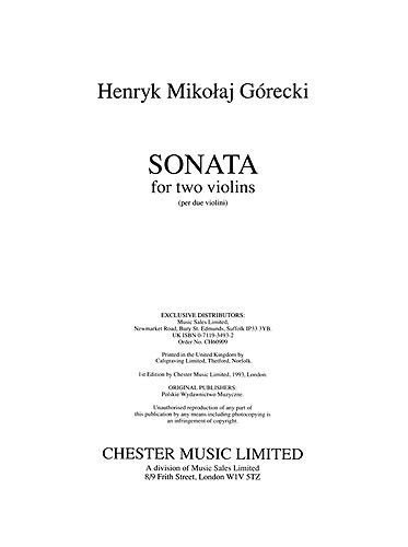 H. M. Gorecki: Sonata For Two Violins Op.10