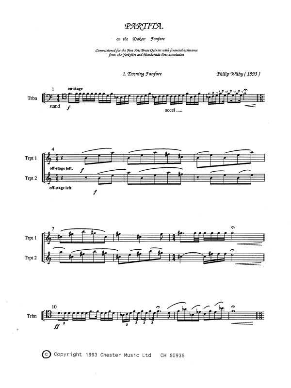 Philip Wilby: Partita For Brass Quintet (Parts)