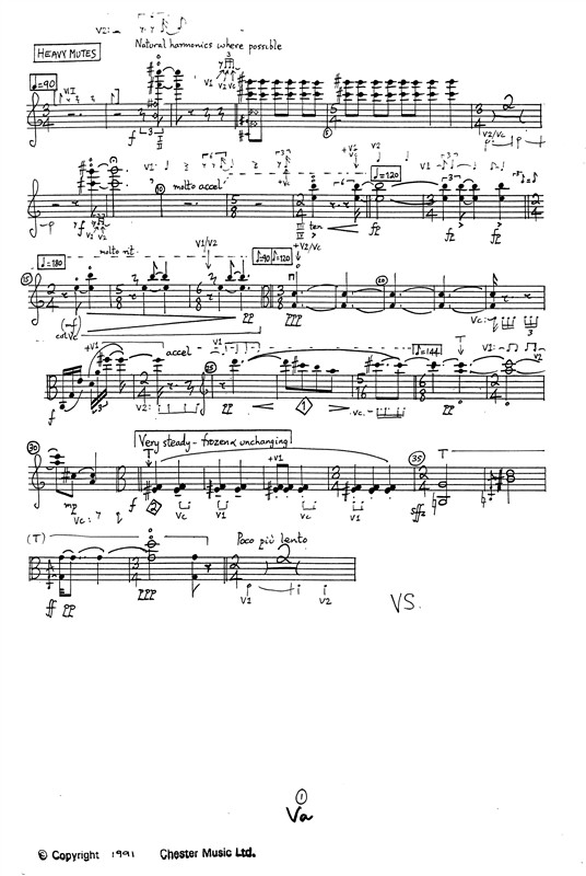 Benedict Mason: String Quartet No1 (Set of Parts)