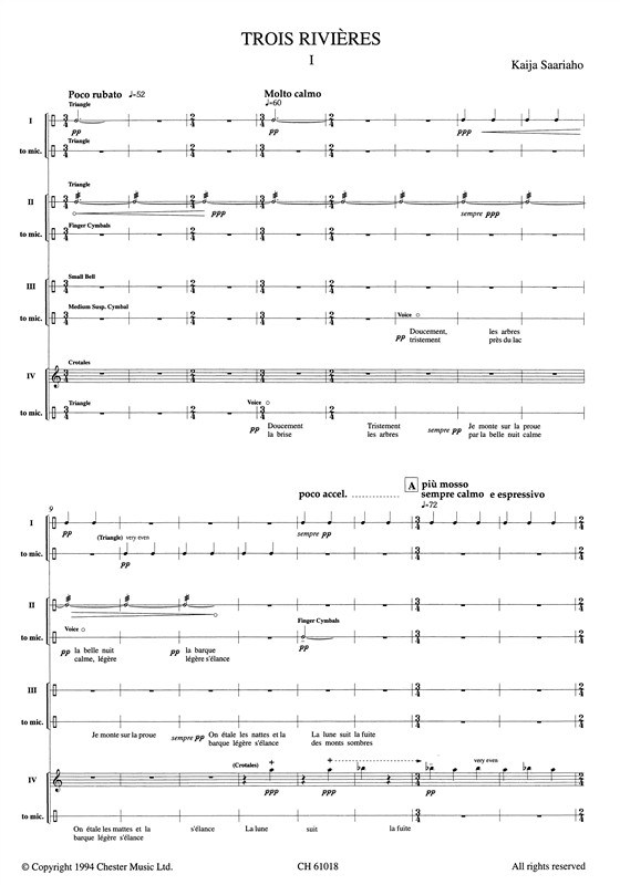 Kaija Saariaho: Trois Rivieres (Score)