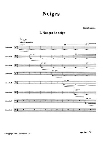 Kaija Saariaho: Neiges For Eight Cellos (Score and Parts)