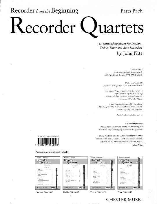 Recorder From The Beginning: Recorder Quartets (Set Of Parts)