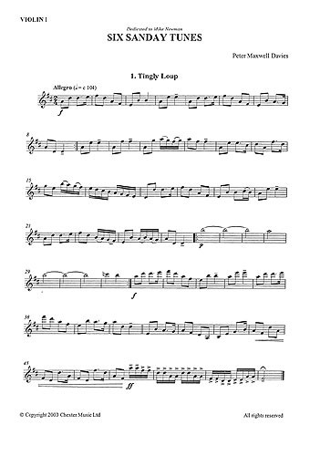 Peter Maxwell Davies: Six Sanday Tunes (Five String Parts)