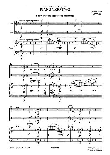 Judith Weir: Piano Trio Two (Piano Score)