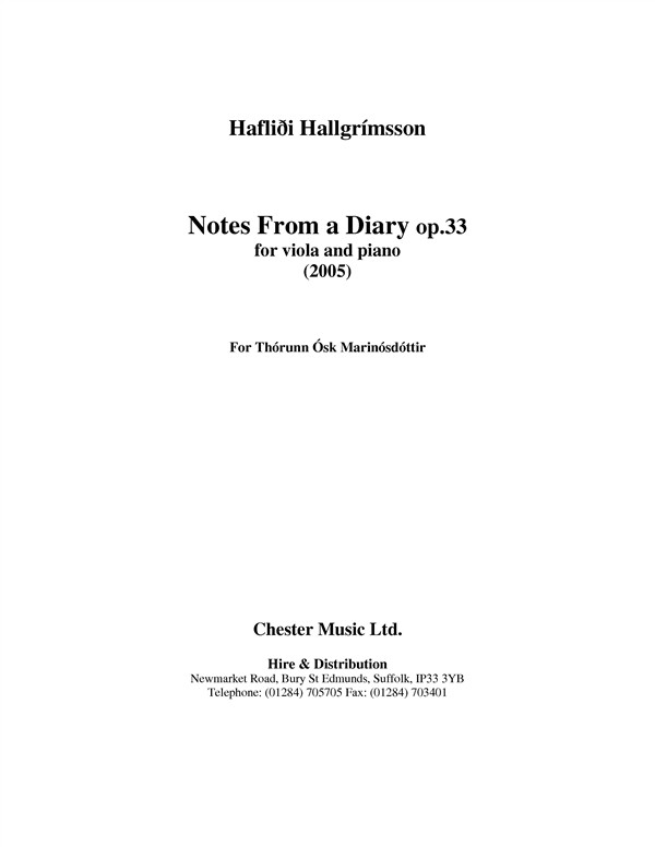 Haflidi Hallgrimsson: Notes From A Diary Op. 33