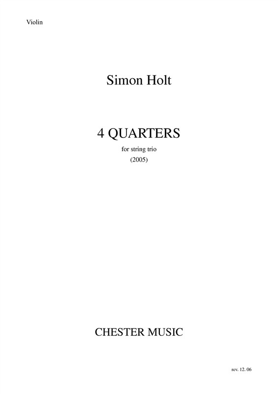 Simon Holt: 4 Quarters (Parts)