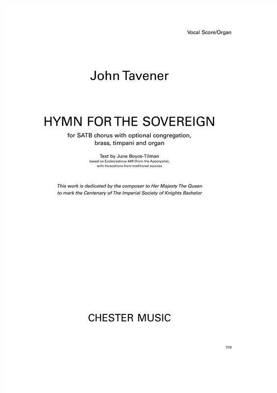 John Tavener: Hymn For The Sovereign (Full Score)