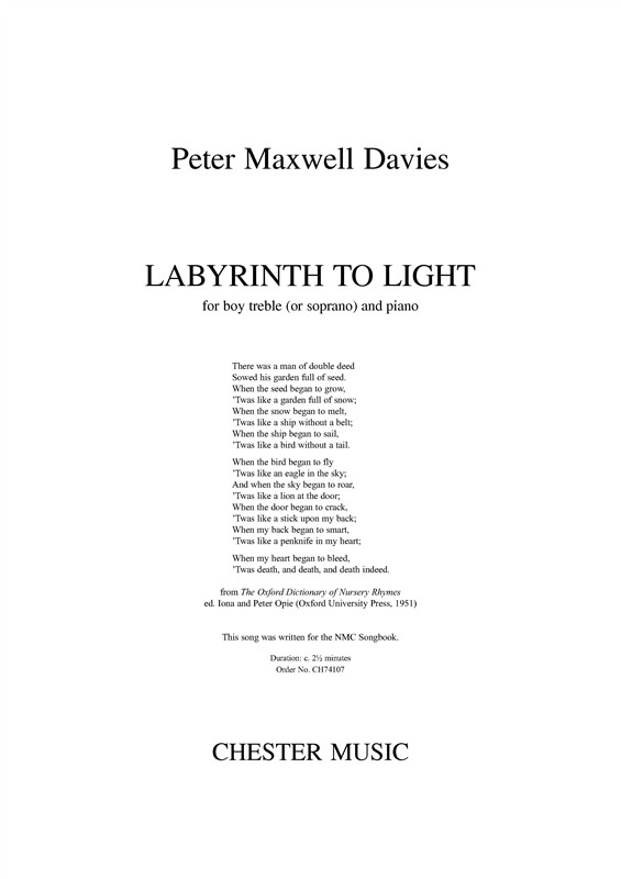 Peter Maxwell Davies: Labyrinth To Light