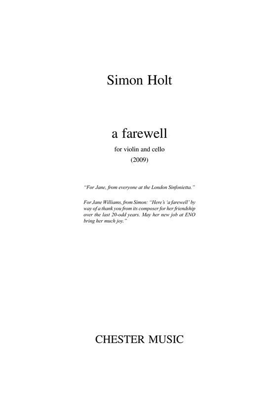 Simon Holt: A Farewell