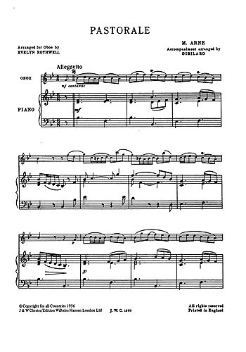 Arne: Pastorale for Oboe