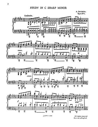 Scriabin: Etude In C Sharp Minor Op. 2/1 (Piano)