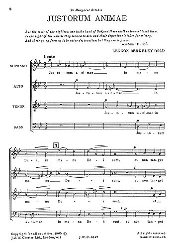 Lennox Berkeley: Justorum Animae Op.60 No.2