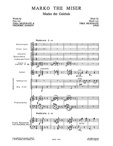 Thea Musgrave: Marko The Miser - A Play For Children (Vocal Score)