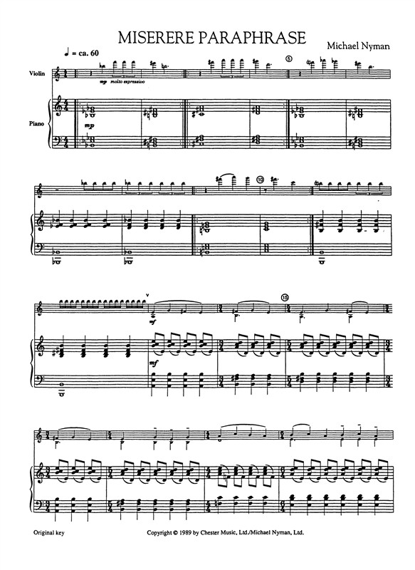 Michael Nyman: Miserere Paraphrase (Violin/Piano)