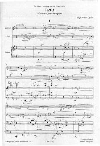 Hugh Wood: Trio For Clarinet, Cello And Piano Op.40 (Score)