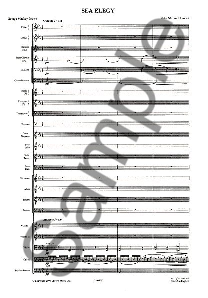 Peter Maxwell Davies: Sea Elegy (Study Score)